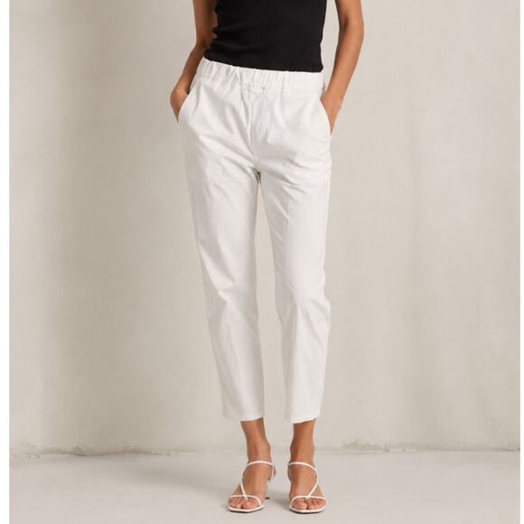 Nili Lotan Pants - Nili Lotan S Slouchy Cotton Elastic Waist Casablanca Pants $395 Crop White NWT